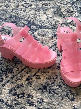 Pink Chunky Jelly Heel Sandals
